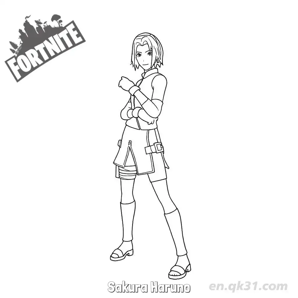 免费 春野樱 02简笔画 素描 涂鸦 - 免费可打印堡垒之夜 下载PDF 简笔画涂色页